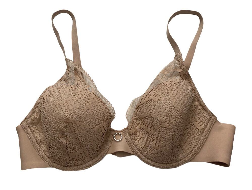 Chantelle Bra Nwt Erika Plunge Nude Lightly Foam Lined Lace 18D1 30C